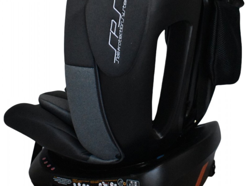 Καθισματάκι αυτοκινήτου Baby One isofix για βάρος 0 έως 36kg περιστρεφόμενο 360 μοίρες σε σκούρο γκρι με γκρι