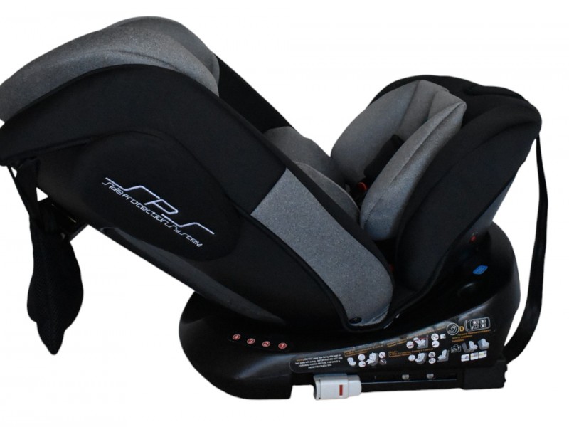 Καθισματάκι αυτοκινήτου Baby One isofix για βάρος 0 έως 36kg περιστρεφόμενο 360 μοίρες σε μαύρο με γκρι