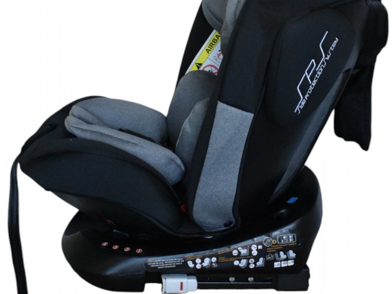 Καθισματάκι αυτοκινήτου Baby One isofix για βάρος 0 έως 36kg περιστρεφόμενο 360 μοίρες σε μαύρο με γκρι