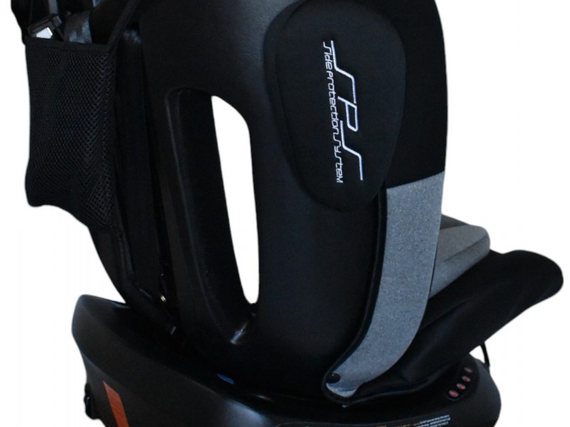 Καθισματάκι αυτοκινήτου Baby One isofix για βάρος 0 έως 36kg περιστρεφόμενο 360 μοίρες σε μαύρο με γκρι