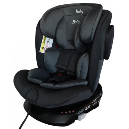 Καθισματάκι αυτοκινήτου Baby One isofix για βάρος 0 έως 36kg περιστρεφόμενο 360 μοίρες σε σκούρο γκρι με γκρι
