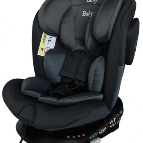 Καθισματάκι αυτοκινήτου Baby One isofix για βάρος 0 έως 36kg περιστρεφόμενο 360 μοίρες σε σκούρο γκρι με γκρι
