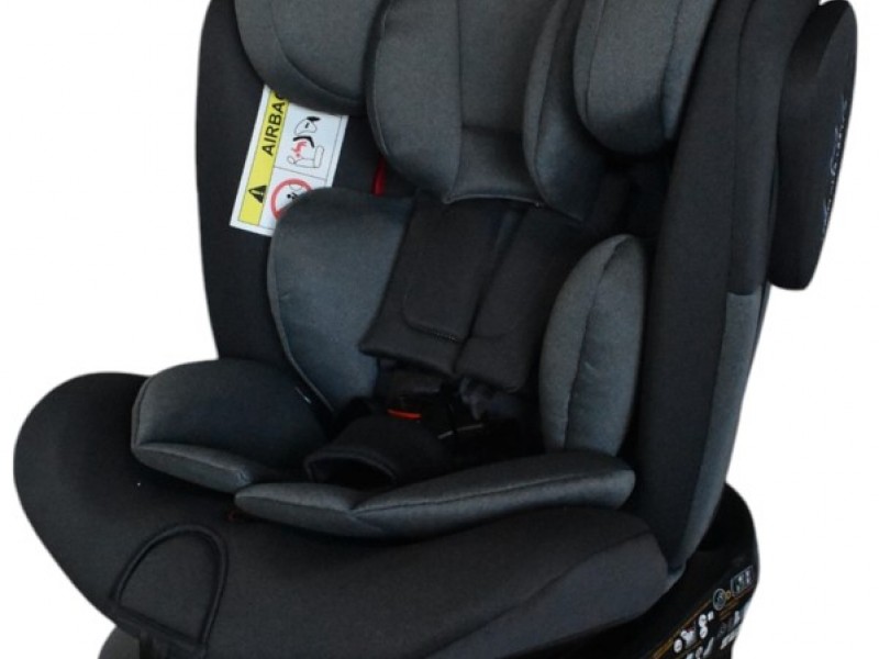 Καθισματάκι αυτοκινήτου Baby One isofix για βάρος 0 έως 36kg περιστρεφόμενο 360 μοίρες σε σκούρο γκρι με γκρι