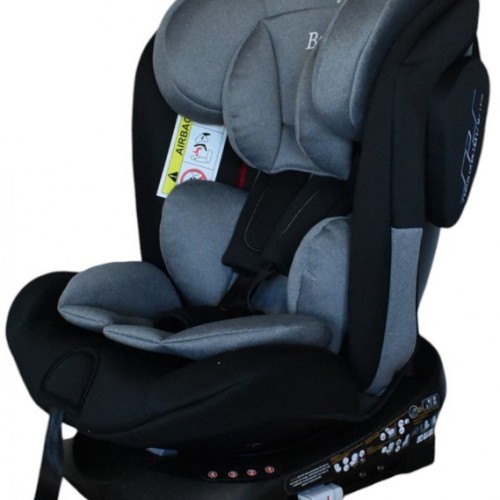 Καθισματάκι αυτοκινήτου Baby One isofix για βάρος 0 έως 36kg περιστρεφόμενο 360 μοίρες σε μαύρο με γκρι
