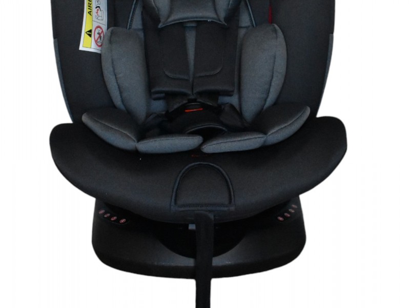 Καθισματάκι αυτοκινήτου Baby One isofix για βάρος 0 έως 36kg περιστρεφόμενο 360 μοίρες σε σκούρο γκρι με γκρι