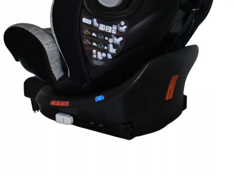 Καθισματάκι αυτοκινήτου Baby Plus isofix για βάρος 0 έως 36kg περιστρεφόμενο 360 μοίρες σε μαύρο με ανοιχτό γκρι