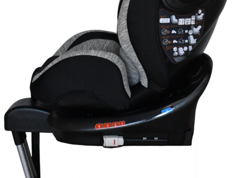 Καθισματάκι αυτοκινήτου Baby Plus isofix για βάρος 0 έως 36kg περιστρεφόμενο 360 μοίρες σε μαύρο με ανοιχτό γκρι