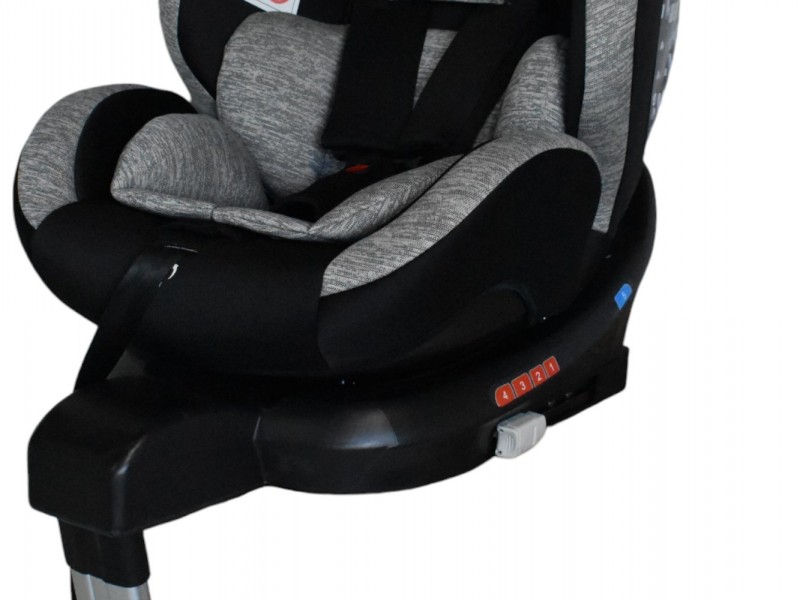 Καθισματάκι αυτοκινήτου Baby Plus isofix για βάρος 0 έως 36kg περιστρεφόμενο 360 μοίρες σε μαύρο με ανοιχτό γκρι