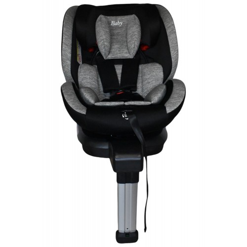 Καθισματάκι αυτοκινήτου Baby Plus isofix για βάρος 0 έως 36kg περιστρεφόμενο 360 μοίρες σε μαύρο με ανοιχτό γκρι
