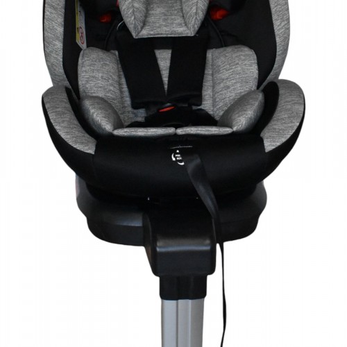 Καθισματάκι αυτοκινήτου Baby Plus isofix για βάρος 0 έως 36kg περιστρεφόμενο 360 μοίρες σε μαύρο με ανοιχτό γκρι
