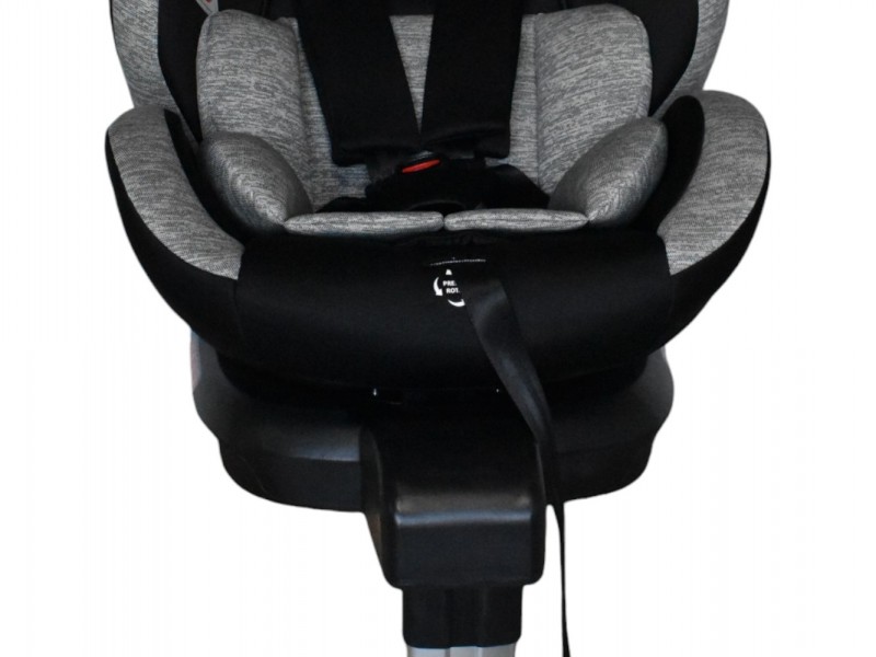 Καθισματάκι αυτοκινήτου Baby Plus isofix για βάρος 0 έως 36kg περιστρεφόμενο 360 μοίρες σε μαύρο με ανοιχτό γκρι