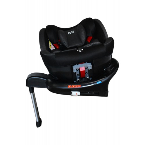 Καθισματάκι αυτοκινήτου Baby Plus isofix για βάρος 0 έως 36kg περιστρεφόμενο 360 μοίρες σε μαύρο με σκούρο γκρι
