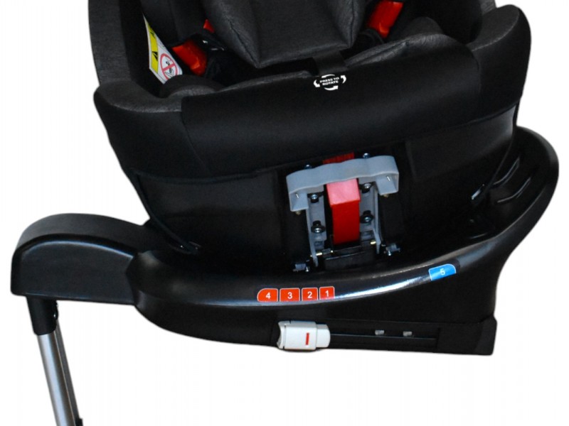 Καθισματάκι αυτοκινήτου Baby Plus isofix για βάρος 0 έως 36kg περιστρεφόμενο 360 μοίρες σε μαύρο με σκούρο γκρι