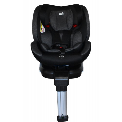 Καθισματάκι αυτοκινήτου Baby Plus isofix για βάρος 0 έως 36kg περιστρεφόμενο 360 μοίρες σε μαύρο με σκούρο γκρι