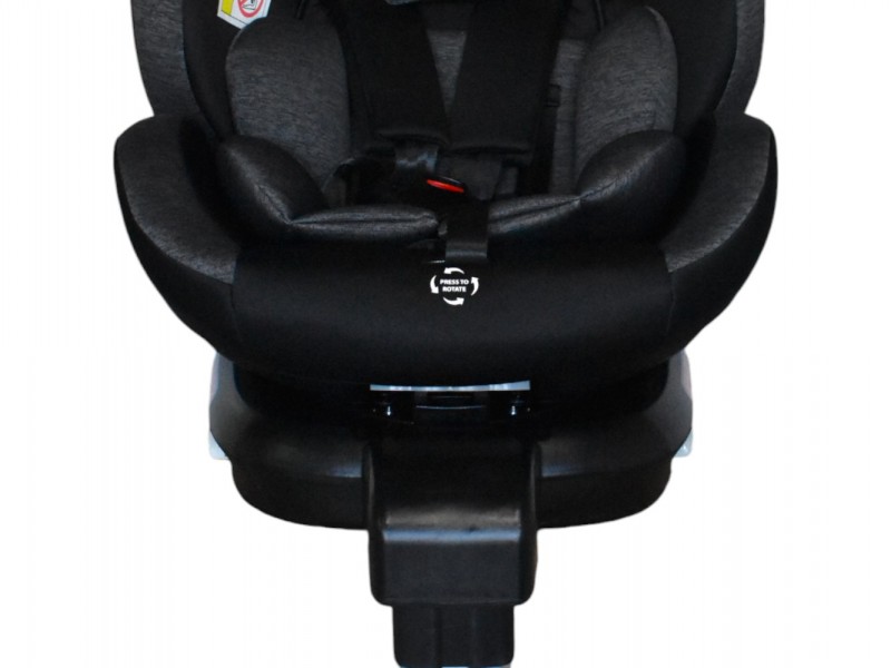 Καθισματάκι αυτοκινήτου Baby Plus isofix για βάρος 0 έως 36kg περιστρεφόμενο 360 μοίρες σε μαύρο με σκούρο γκρι