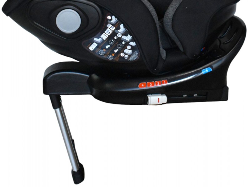 Καθισματάκι αυτοκινήτου Baby Plus isofix για βάρος 0 έως 36kg περιστρεφόμενο 360 μοίρες σε μαύρο με σκούρο γκρι