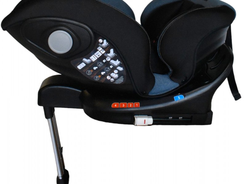 Καθισματάκι αυτοκινήτου Baby Plus isofix για βάρος 0 έως 36kg περιστρεφόμενο 360 μοίρες σε μαύρο με μπλε