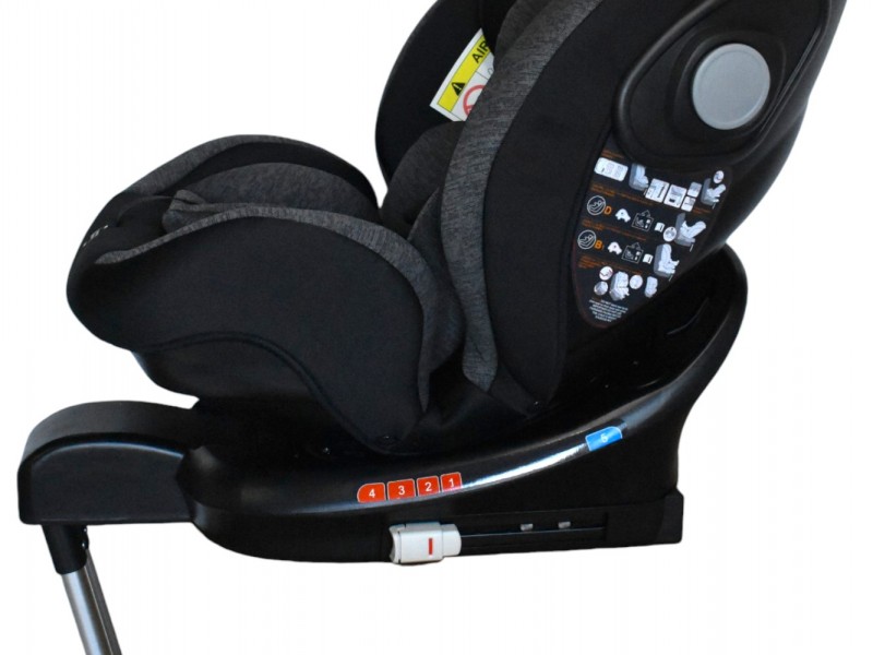 Καθισματάκι αυτοκινήτου Baby Plus isofix για βάρος 0 έως 36kg περιστρεφόμενο 360 μοίρες σε μαύρο με σκούρο γκρι
