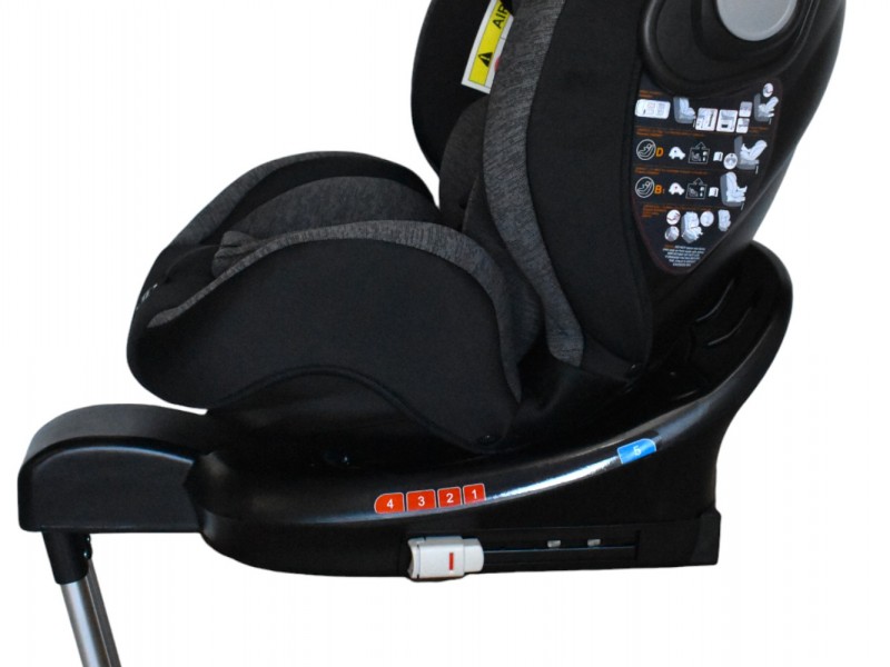 Καθισματάκι αυτοκινήτου Baby Plus isofix για βάρος 0 έως 36kg περιστρεφόμενο 360 μοίρες σε μαύρο με σκούρο γκρι