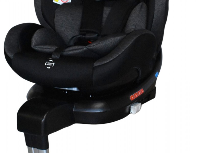 Καθισματάκι αυτοκινήτου Baby Plus isofix για βάρος 0 έως 36kg περιστρεφόμενο 360 μοίρες σε μαύρο με σκούρο γκρι