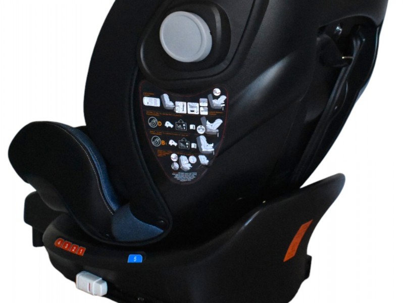 Καθισματάκι αυτοκινήτου Baby Plus isofix για βάρος 0 έως 36kg περιστρεφόμενο 360 μοίρες σε μαύρο με μπλε