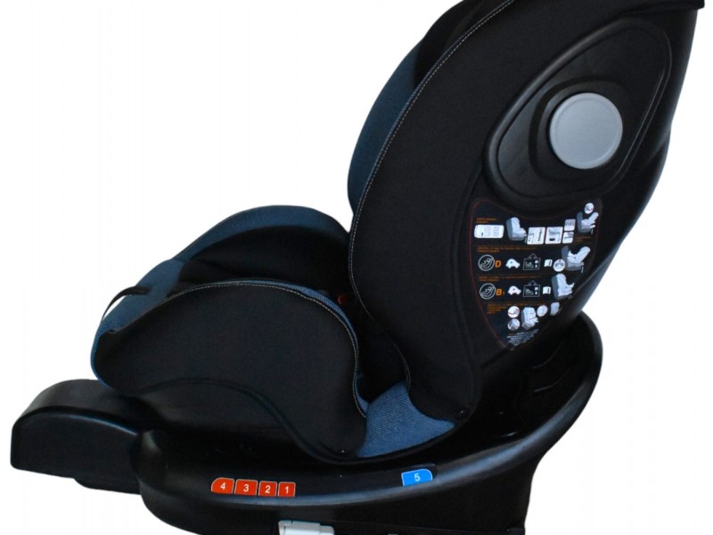 Καθισματάκι αυτοκινήτου Baby Plus isofix για βάρος 0 έως 36kg περιστρεφόμενο 360 μοίρες σε μαύρο με μπλε