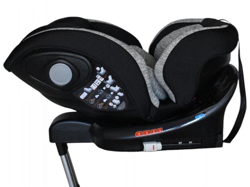 Καθισματάκι αυτοκινήτου Baby Plus isofix για βάρος 0 έως 36kg περιστρεφόμενο 360 μοίρες σε μαύρο με ανοιχτό γκρι
