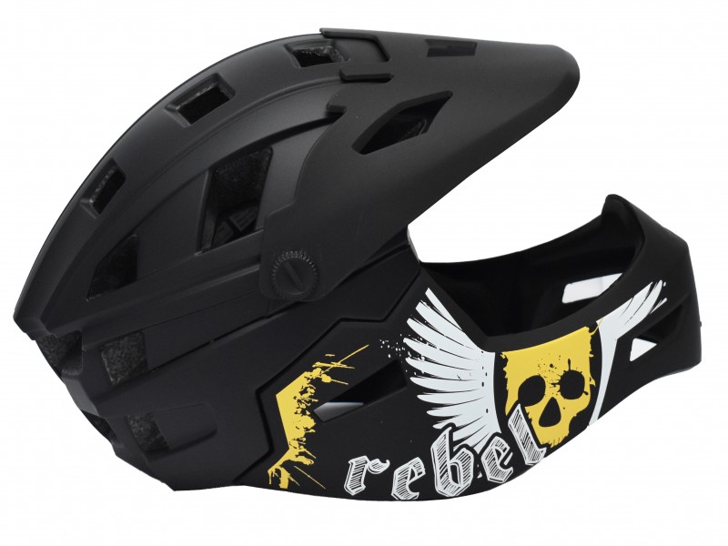 Full Face Κράνος ποδηλάτου BMX Freeride - Downhill ΜΟΟΝ matt Grey with yellow