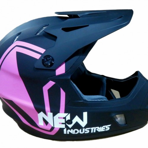 Full Face Κράνος ποδηλάτου BMX Freeride - Downhill ΜΟΟΝ matt Black with Pink