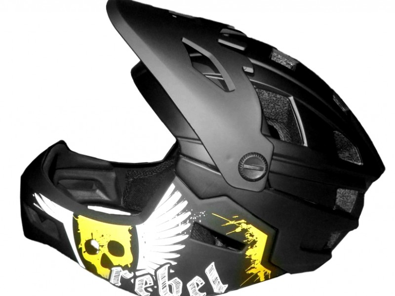 Full Face Κράνος ποδηλάτου BMX Freeride - Downhill ΜΟΟΝ matt Grey with yellow