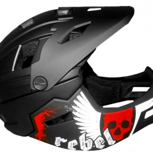Full Face Κράνος ποδηλάτου BMX Freeride - Downhill ΜΟΟΝ matt Grey with Red