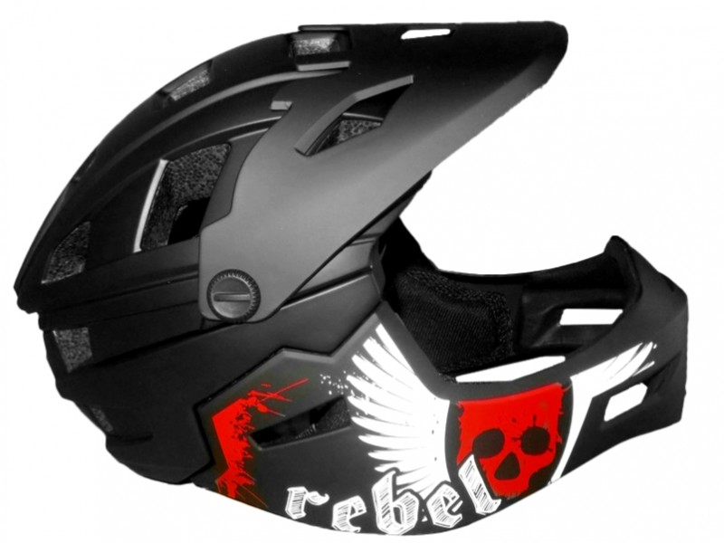 Full Face Κράνος ποδηλάτου BMX Freeride - Downhill ΜΟΟΝ matt Grey with Red