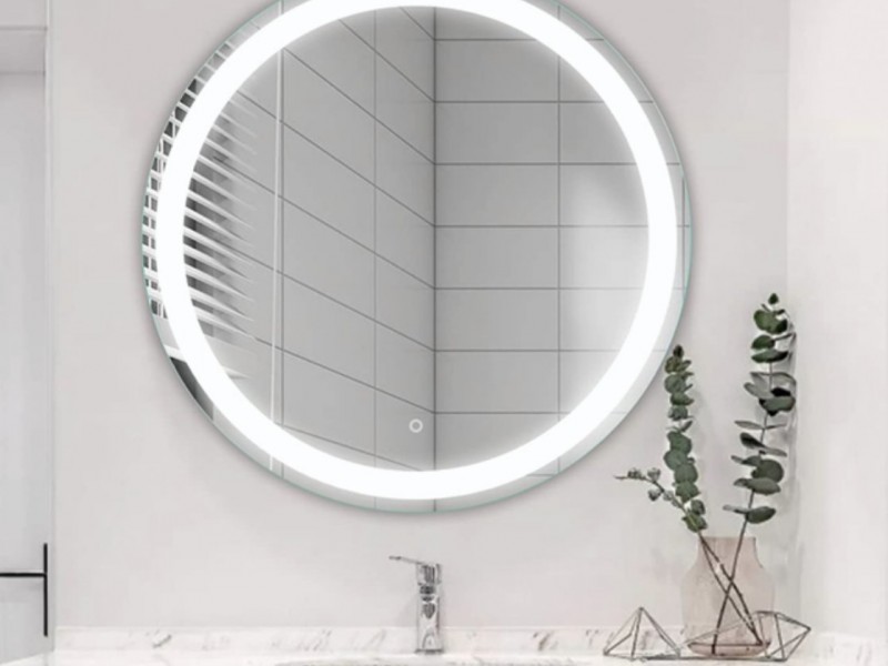 Στρογγυλός Καθρέπτης μπάνιου Led Luxury αντιθαμβωτικός με διακόπτη αφής αδι΄άβροχος IP54 Φ90