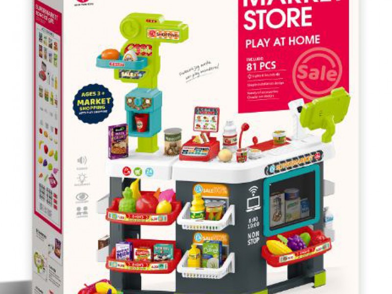 Παιδικό παιχνίδι μίμησης Super Market 81 τεμαχίων με αξεσουάρ, ταμείο, ζυγαριά και ράφια