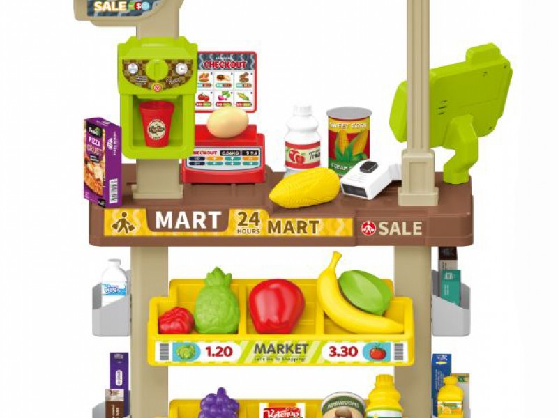 Παιδικό παιχνίδι μίμησης Super Market 61 τεμαχίων με αξεσουάρ, ταμείο, ζυγαριά και ράφια