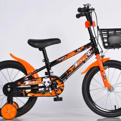 Παιδικό Ποδήλατο t2 bike 12 ίντσες με καλάθι σε μαύρο πορτοκαλί