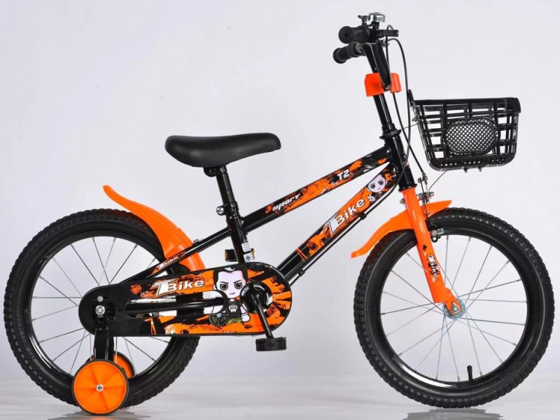 Παιδικό Ποδήλατο t2 bike 16 ίντσες με καλάθι σε μαύρο πορτοκαλί