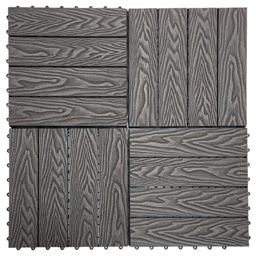 Πλακάκι για Δάπεδο Κήπου εξωτερικού χώρου Decking Tiles από WPC 30x30cm Γκρι με όψη 3D ξύλου