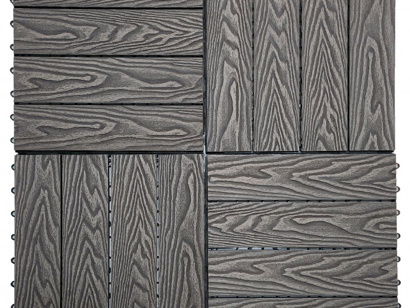 Πλακάκι για Δάπεδο Κήπου εξωτερικού χώρου Decking Tiles από WPC 30x30cm Γκρι με όψη 3D ξύλου