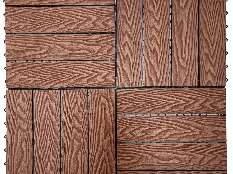 Πλακάκι για Δάπεδο Κήπου εξωτερικού χώρου Decking Tiles από WPC 30x30cm Καφέ με όψη 3D ξύλου